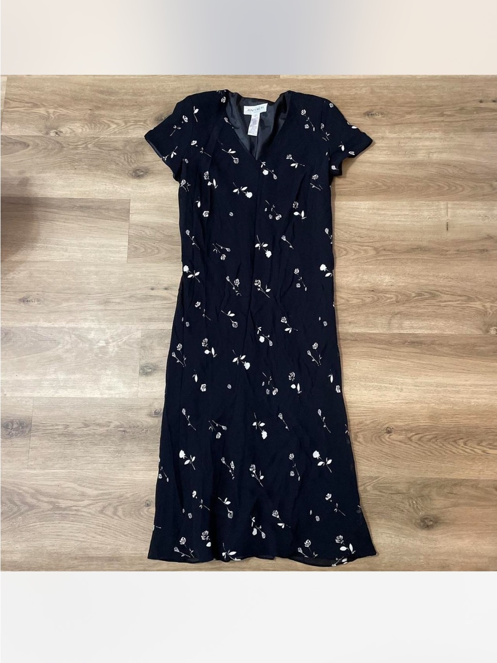 Vintage Black Floral Midi Dress
